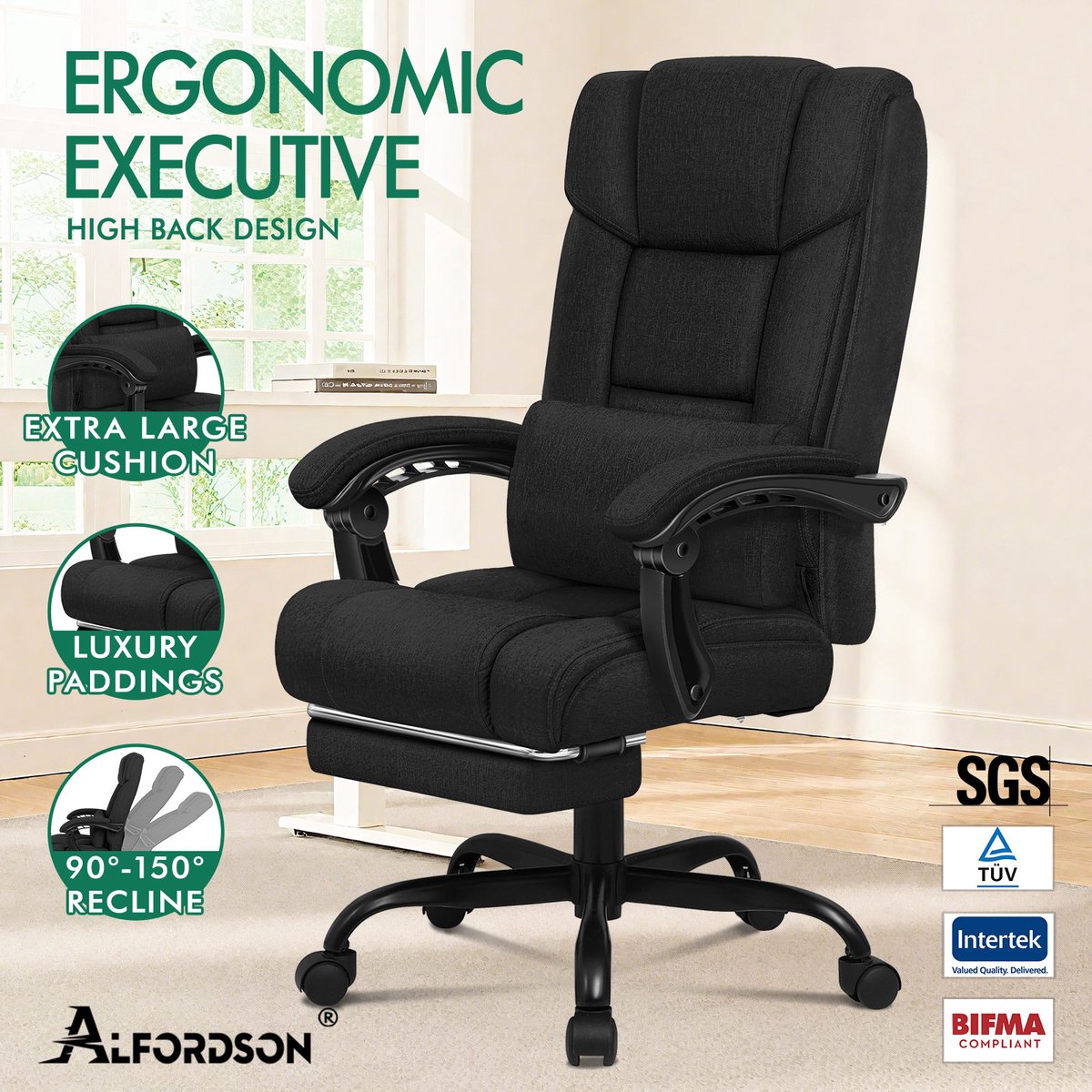 ALFORDSON bureaustoel Ergonomische gamingstoel met hoge - afbeelding 3