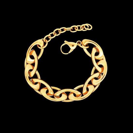 Bracelet doré aux maillons en forme de marquise.