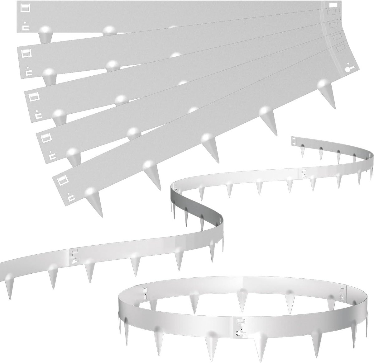 Gazonrand Metaal - Bloembed Omranding - Tuin Afscheiding - Flexibel Vervormbaar - 100x15 cm - Zilver