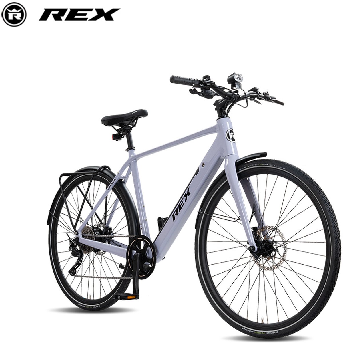 Rex Carbon City Elektrische Fiets - 28 inch elektrische fiets unisex- stadsfiets - Achtermotor 250W - SHIMANO 11 Versnellingen - voor dames en heren
