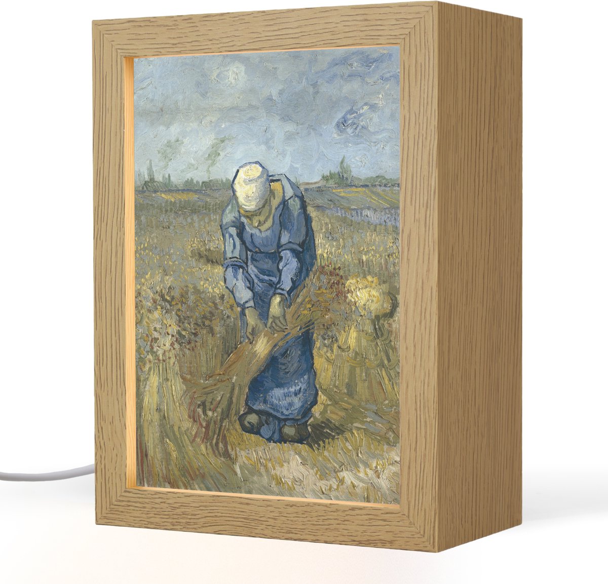 Tafellamp 15x20 cm - LED lamp - De schovenbindster (naar Millet) - Vincent van Gogh - Decoratieve tafellampen - Dimbaar - Tafellampje slaapkamer - Woonkamer binnen