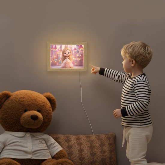 Nachtlampje 20x15 cm - Kinder lamp - Prinses - Roze - Kasteel - Tafellamp kinderkamer - Slaapkamer lamp - Bedlamp kinderen - Kinderlampje stopcontact - Wandlamp babykamer - Nachtlampjes van Merkloos — afbeelding 5