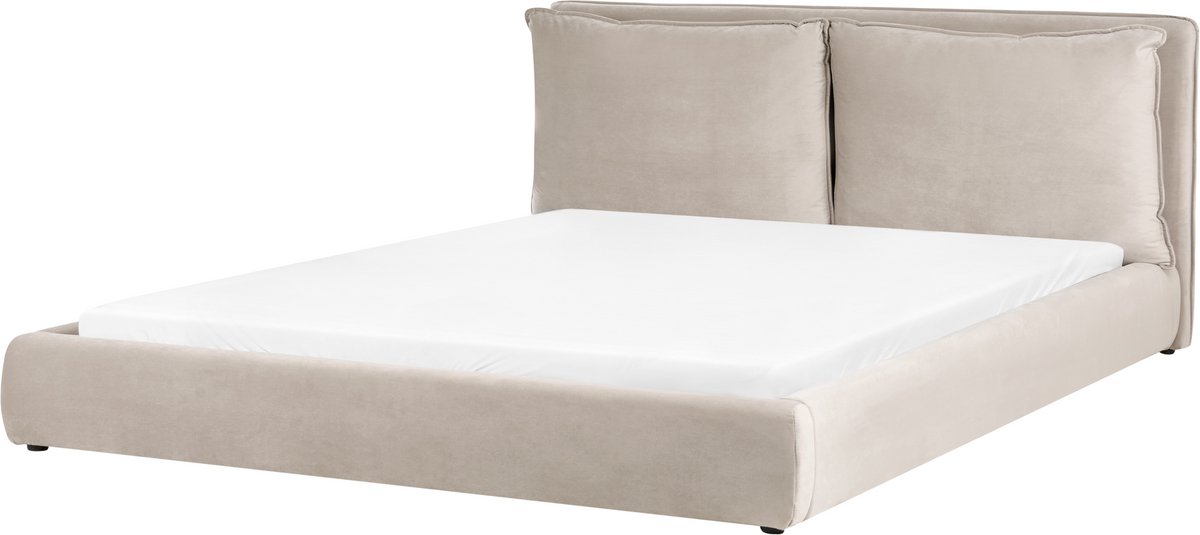 Beliani BAJONNA - Waterbed - Taupe - 180 x 200 cm - Fluweel Beige