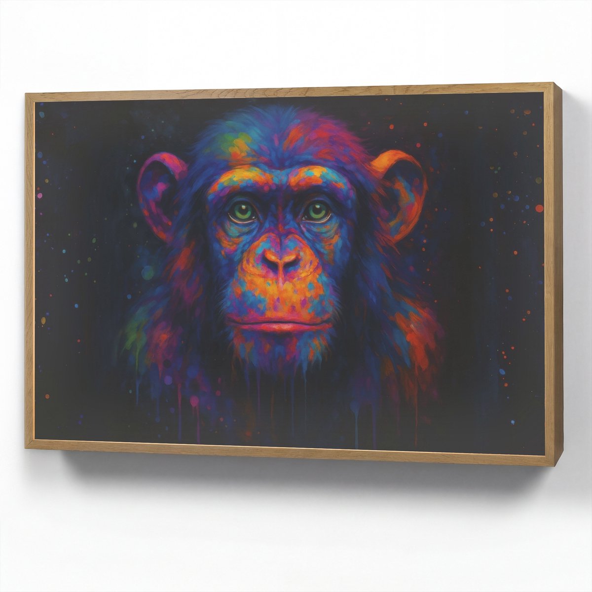 Wandlamp 90x60 cm - Oplaadbaar - Kleurrijk - Aap - Abstract - Wandlampen binnen woonkamer 
