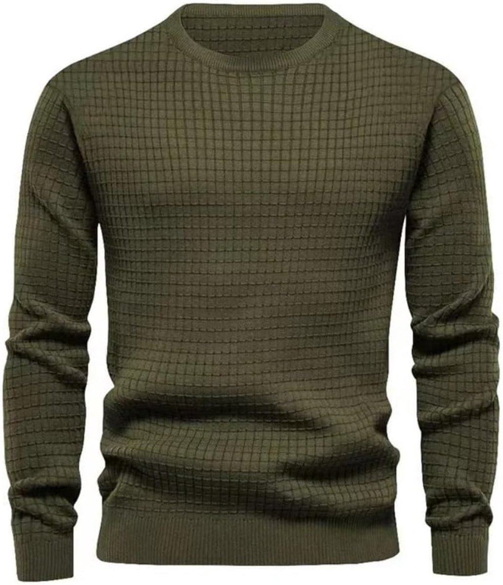 Heren Trui Ronde Hals Wafelpatroon Lichtgewicht Gebreide Sweater