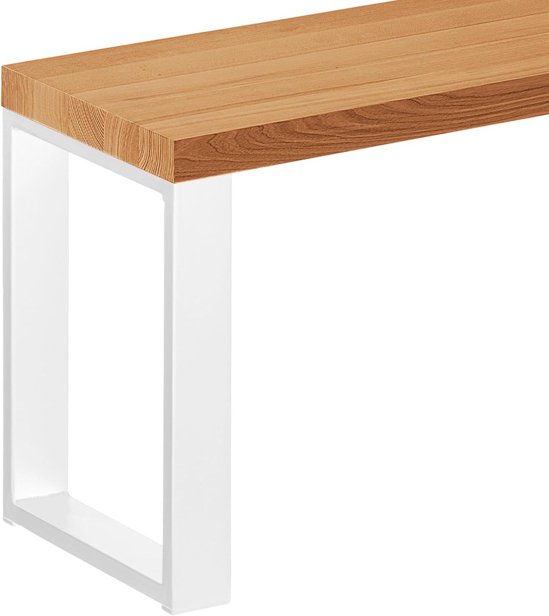 Massief Houten Zitbank 80 cm Rustiek Zitting en Eenvoudige Witte Poten voor Eetkamer of Hal