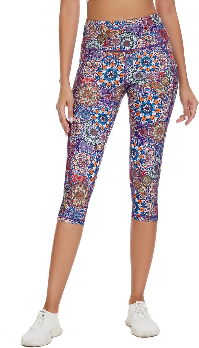 Dames Sportlegging Capri met Hoge Taille en Zakken - Tummy Control Fitness Legging — afbeelding 3