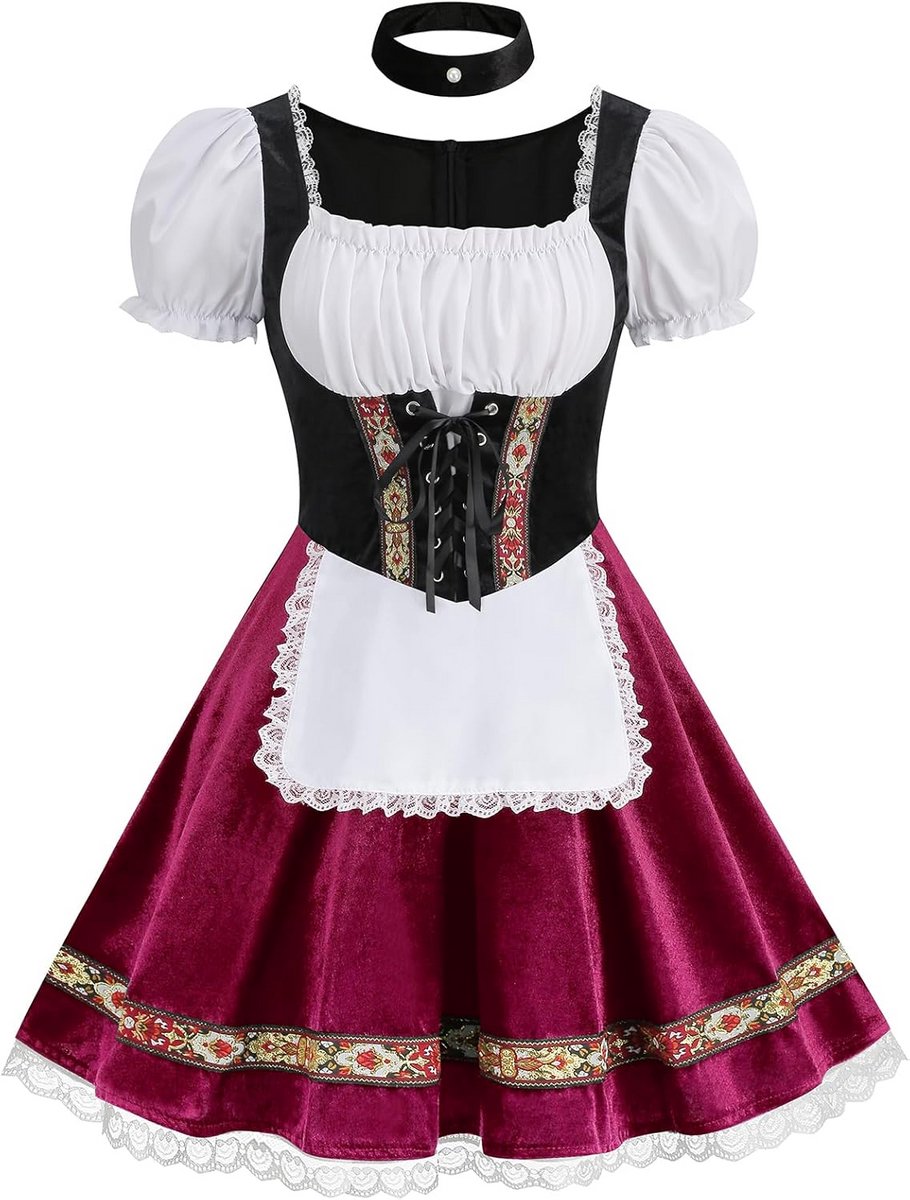Traditioneel Oktoberfest Jurk Dames - Beierse Bierjurk met Pofmouwen
