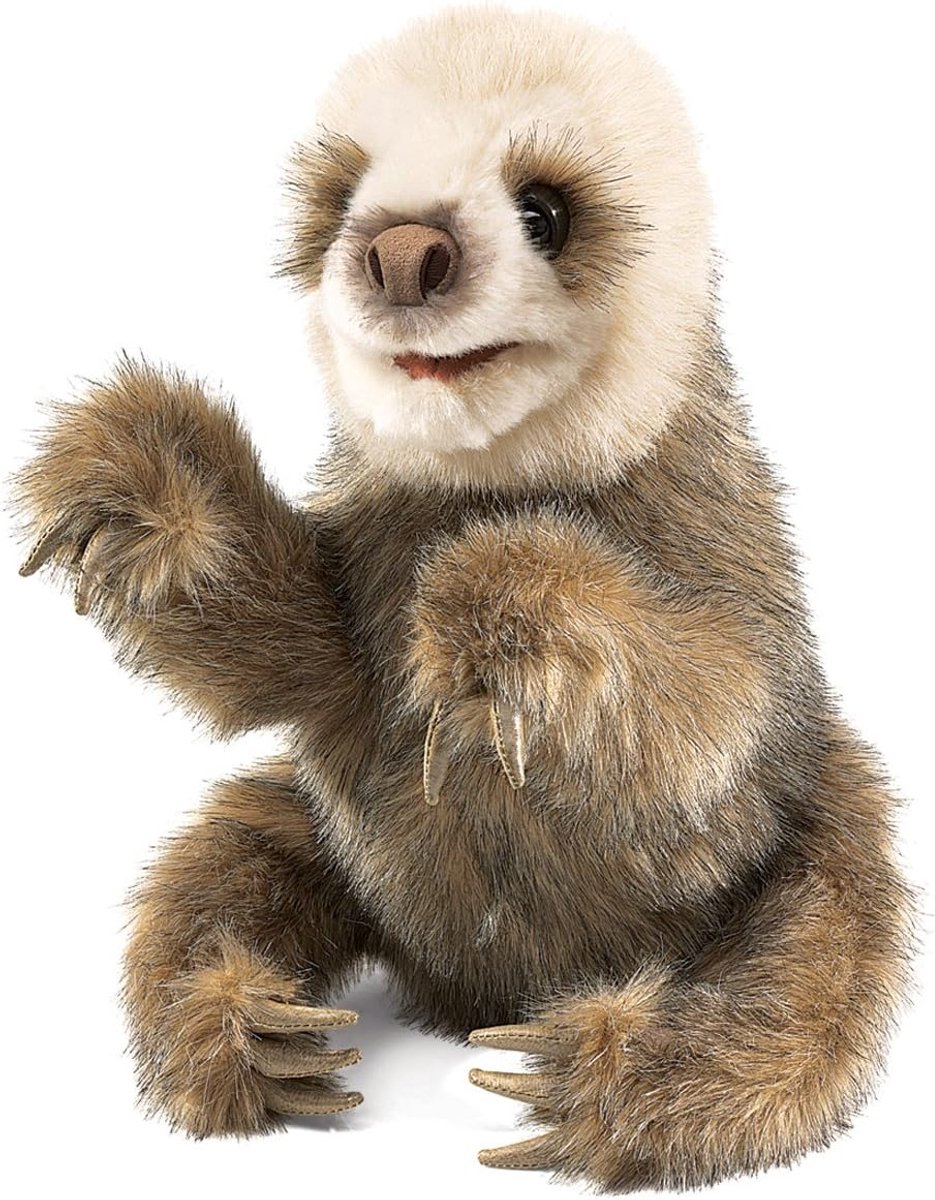 Knuffel Zachte Handpop Luiaard Baby Speelgoed en Poppenkast