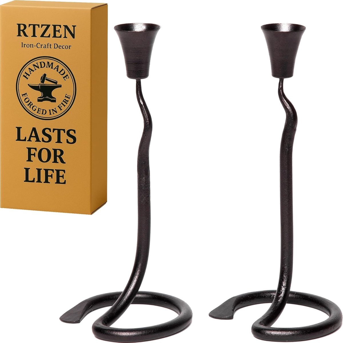 Set van 2 Decoratieve Tafellampen voor Kaarsen - Moderne Zwarte Ijzeren Kandelaars voor Huis of Evenementen