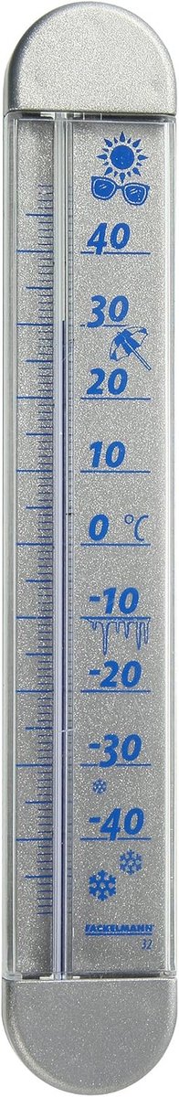 Vensterthermometer Kunststof - Buitenthermometer Raam - Temperatuur Meten - Eenvoudige Bevestiging - 19 cm Lengte - Blauw