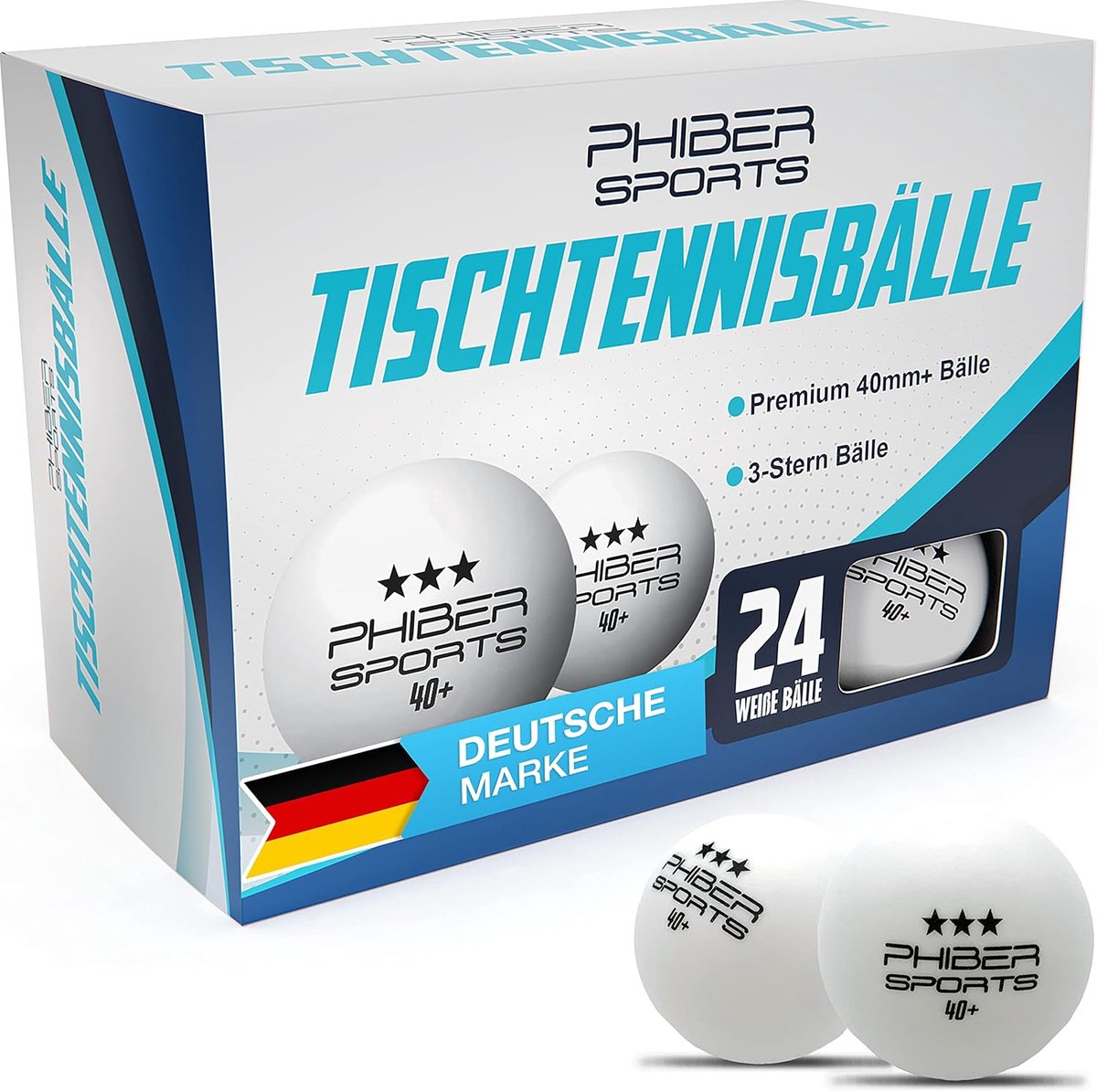 24 Tafeltennisballen 3 Ster 40+ Premium Kwaliteit voor Training en Wedstrijd