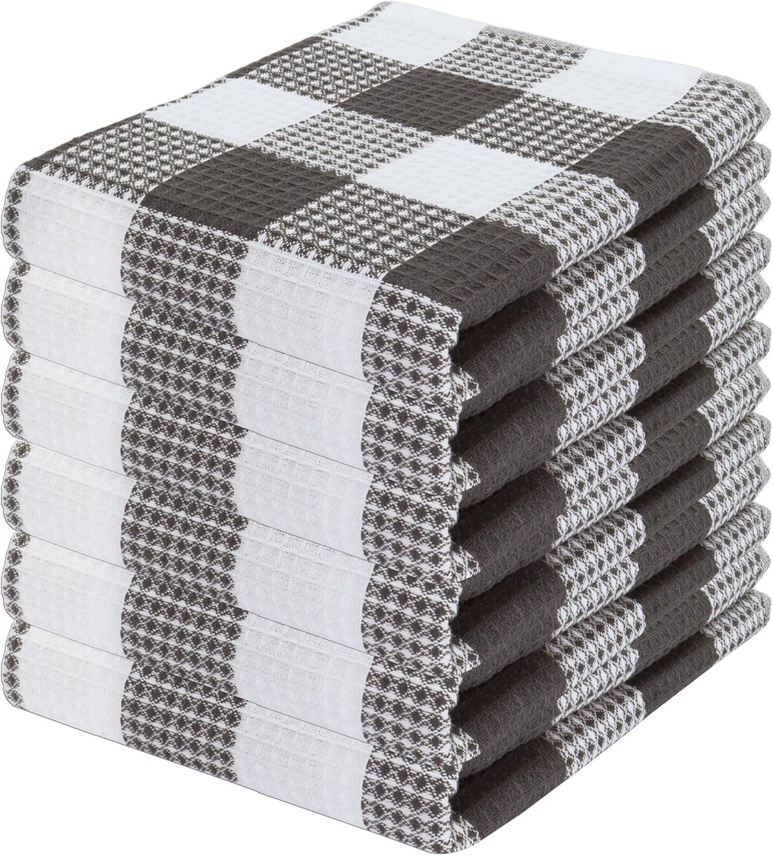 Keukenhanddoeken Wafelstructuur Katoen - Set van 6 Absorberende Theedoeken