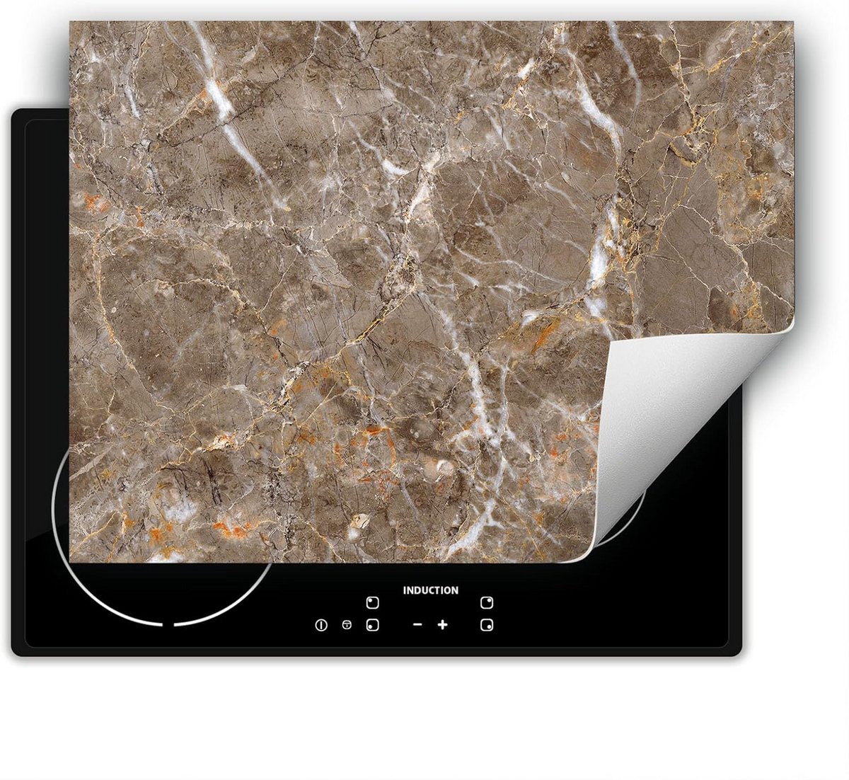 Inductiekookplaat Beschermer 80x52cm - Hittebestendige Onderlegger Marmer Grijs
