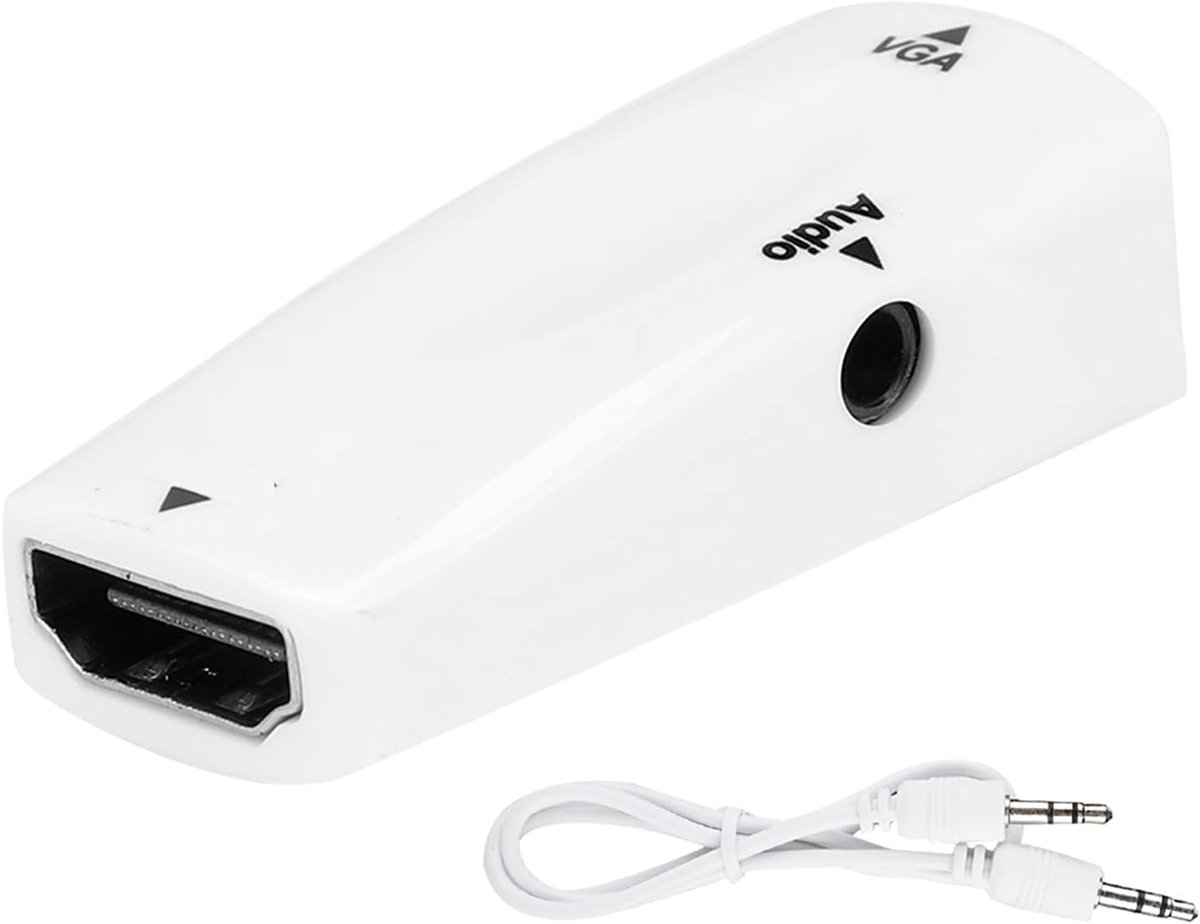 Video Converter - Adapter Kabel - Beeld Overzetten - Met Audiokabel - 1080P HD - Wit
