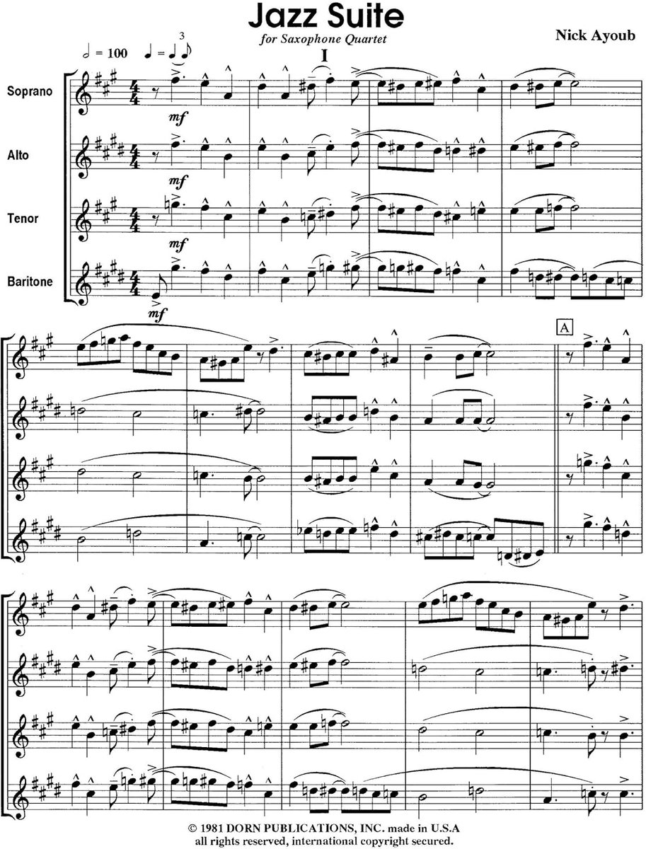 Muziekblad: Jazz Suite voor Saxofoonkwartet - Bladmuziek voor Saxofoon