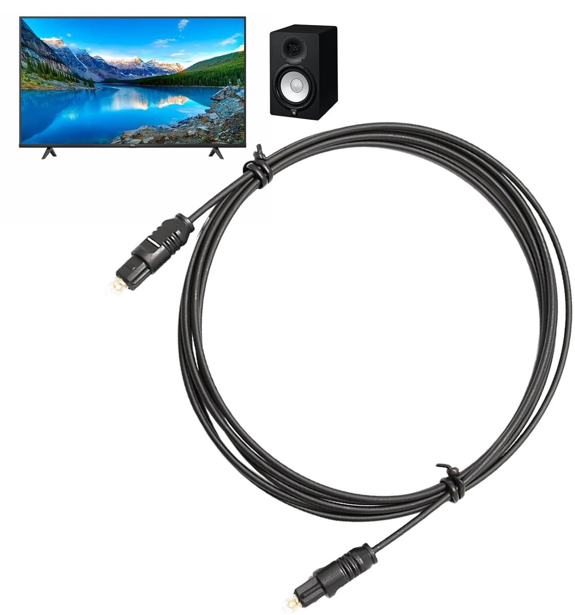 Digitale Audiokabel - Optische Kabel Glasvezel - Soundbar Aansluiten - Hoogwaardige Overdracht - 15 Meter Lang - Zwart Bruin