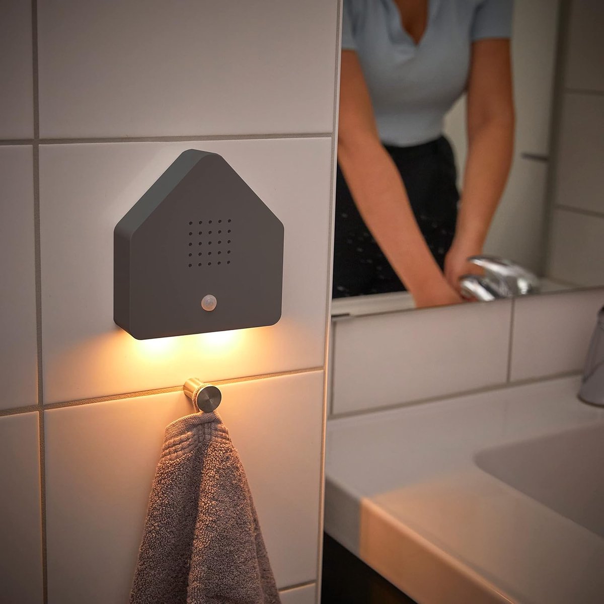 SNJY® Vogelhuisje met Geluid - Vogelgeluiden Huisje voor op Toilet - Vogelgeluiden Huisje met Sensor - 9 Geluiden - Antraciet