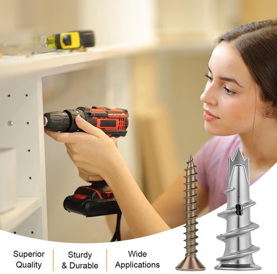 10 Stuks M8x30 Holle Wandankers – Verzinkt Koolstofstaal, Voor Gipsplaten, Sheetrock En Holle Deuren, 0-5 Mm Plaatdikte