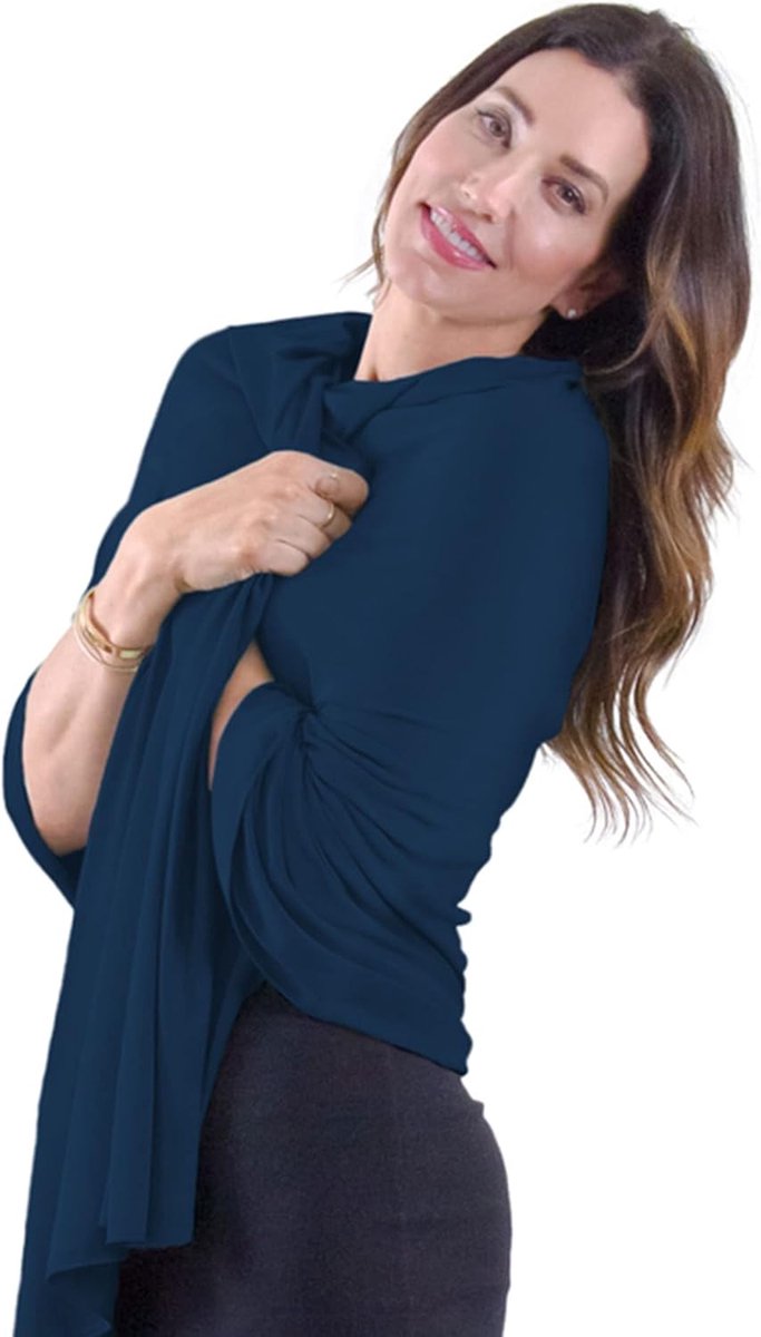 Reissjaal Dames - Veelzijdige Wrap - Comfortabel Reizen - Zonbescherming UPF 50+ - 168 x 71 cm - Marineblauw