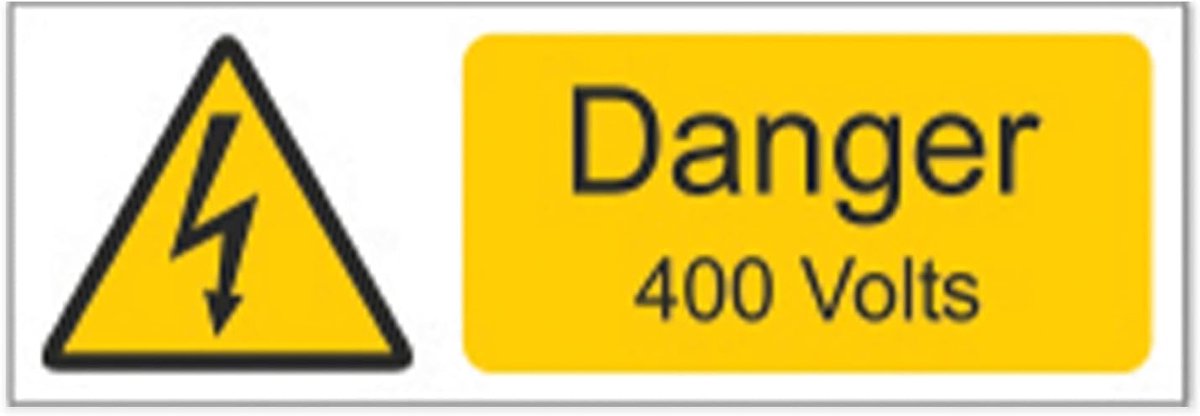 Waarschuwingssticker - Gevaar 400 Volt - Veiligheid Werkplek - Zelfklevend Vinyl - 75 x 25 mm