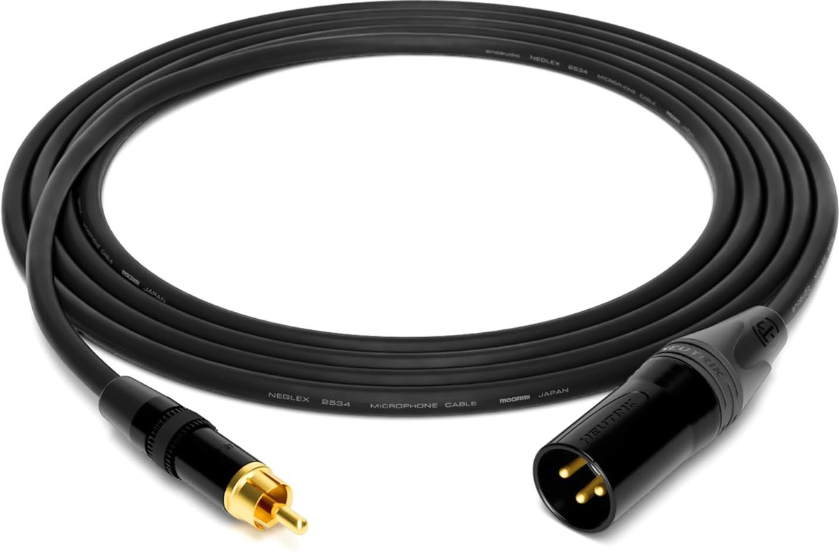 Professionele Quad Studio Kabel met Neutrik Gold RCA naar XLR M/V - 2 Meter