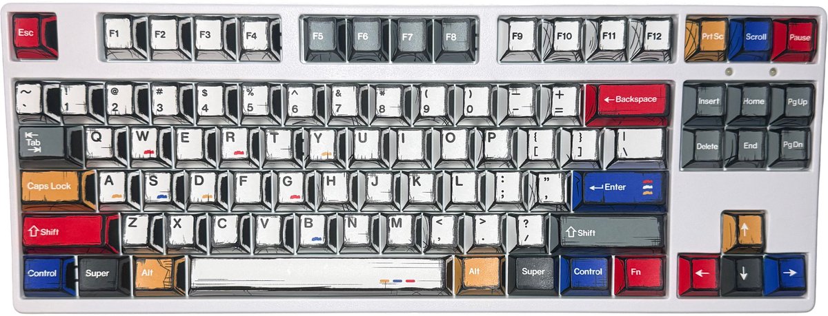 Graphite Keycaps - Multicolor Keycaps voor Gaming Toetsenbord - Cherry - PBT - Dye-Sub - 136 Keys