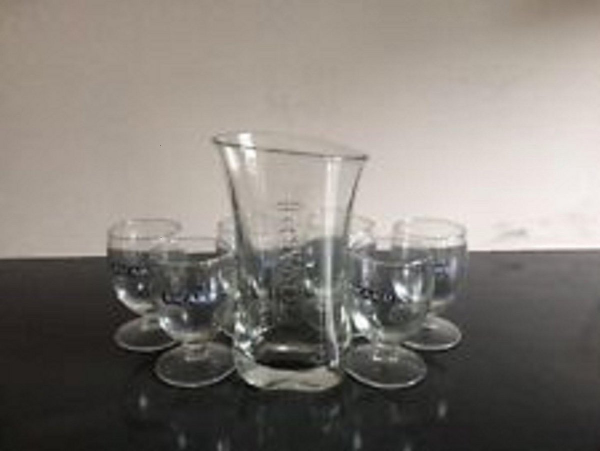 Set van 6 Ballonvormige Glazen (170 ml) met Bijpassende Karaf