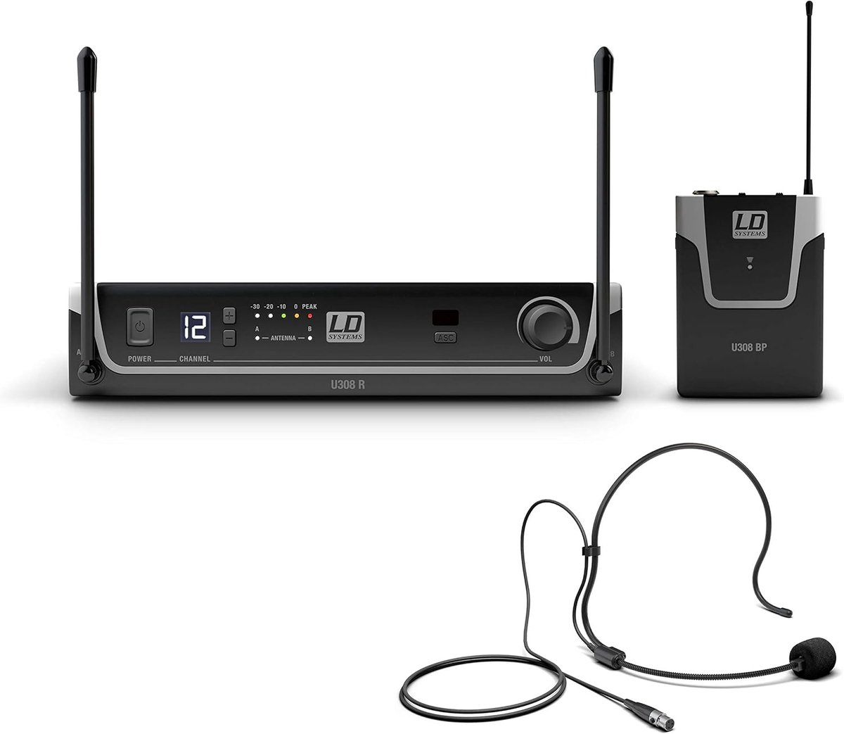 Draadloos Radiosysteem - Bodypack Headset - Muziek Optredens - 12 Selecteerbare Kanalen - 100 Meter Bereik