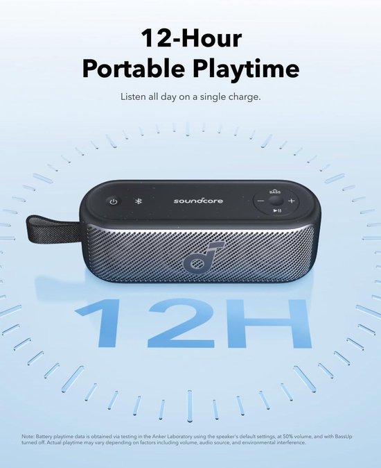 Draagbare Bluetooth Speaker - Draadloze Speaker - Muziek Luisteren Buiten - Hi-Res Audio - 18.4 cm - Zwart — afbeelding 5