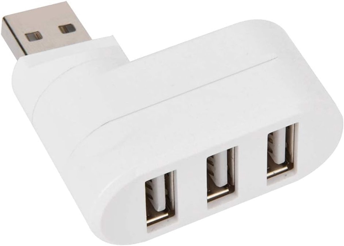 USB Hub - Gegevenshub Extender - Extra Poorten - Draaibare Connector - Compact Formaat - Wit