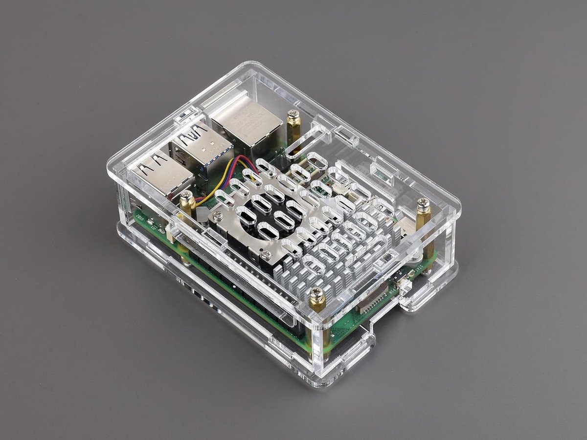 Doorzichtige Acryl Behuizing voor Raspberry Pi 5 met Koeler Ondersteuning