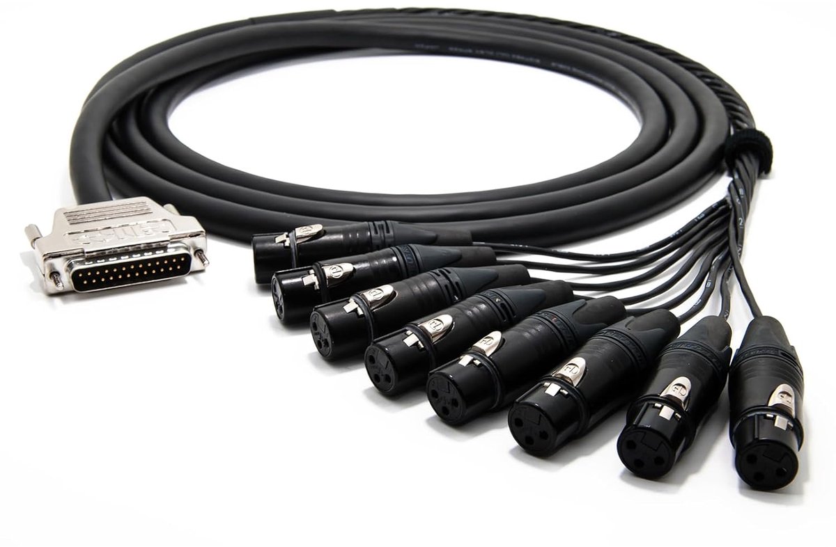 Multicore Analoge Audiokabel Breakout D-Sub 25 naar 8x XLR Vrouwelijk