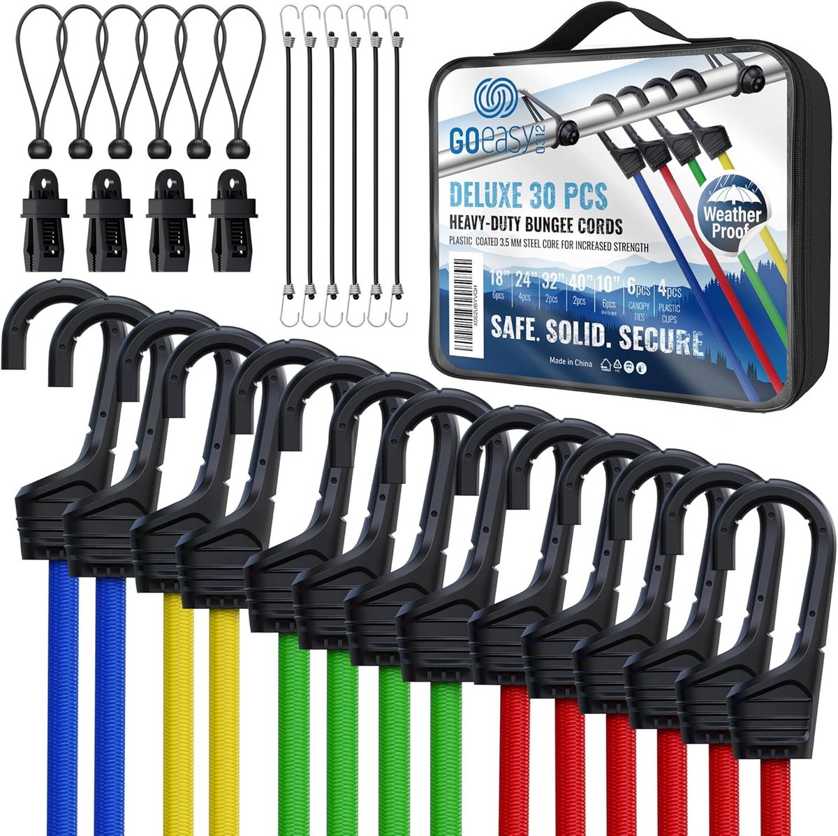 Set Bungeekoorden met Ballen en Haken voor Buitengebruik - Diverse Maten