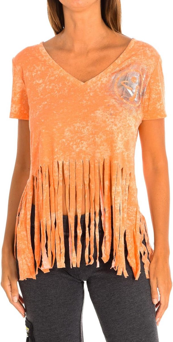 Dames T-shirt met V-hals en opvallende tekstprint