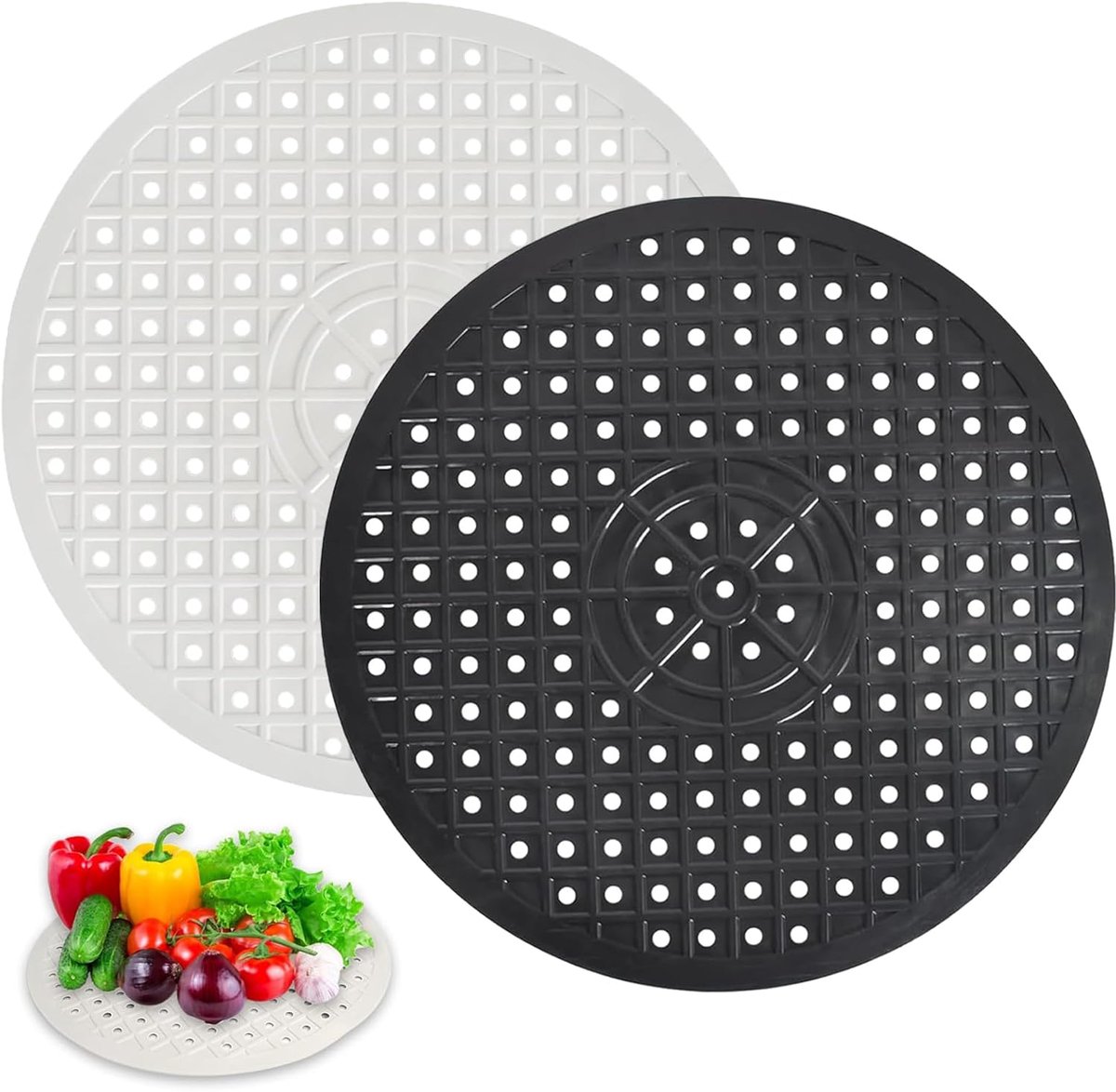 2x Ronde Spoelbakmat met Afvoergat - Opvouwbaar Rubber Keukenmat voor Spoelbak