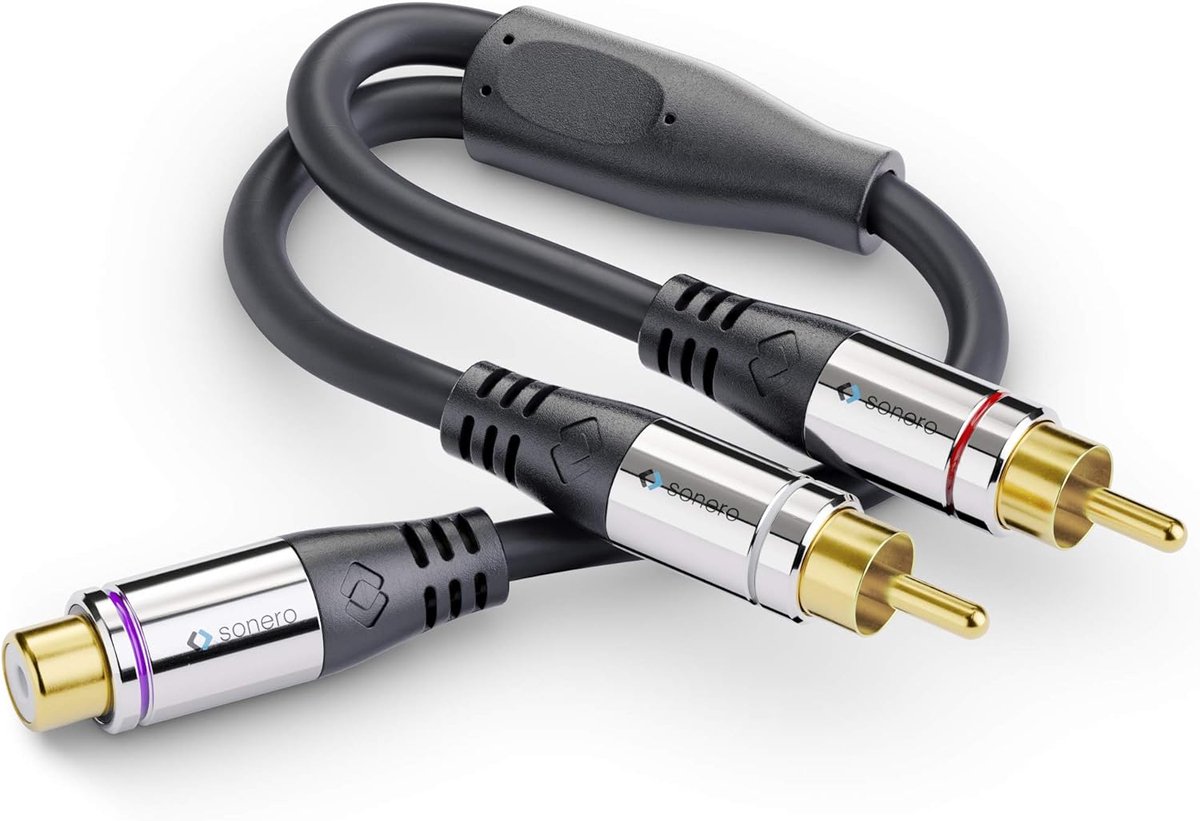 Subwoofer Y-Adapter Kabel 2x Tulp naar Tulp - 0,20m - Verhoogde Geluidskwaliteit