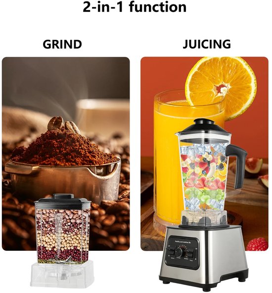 Allero Blender - Blender Smoothie - Blenders - 6000W - 2-in-1 - 2,5 Liter - 4 RVS Messen - 9 Snelheden - Ook Bevroren - 220V van Merkloos — afbeelding 5