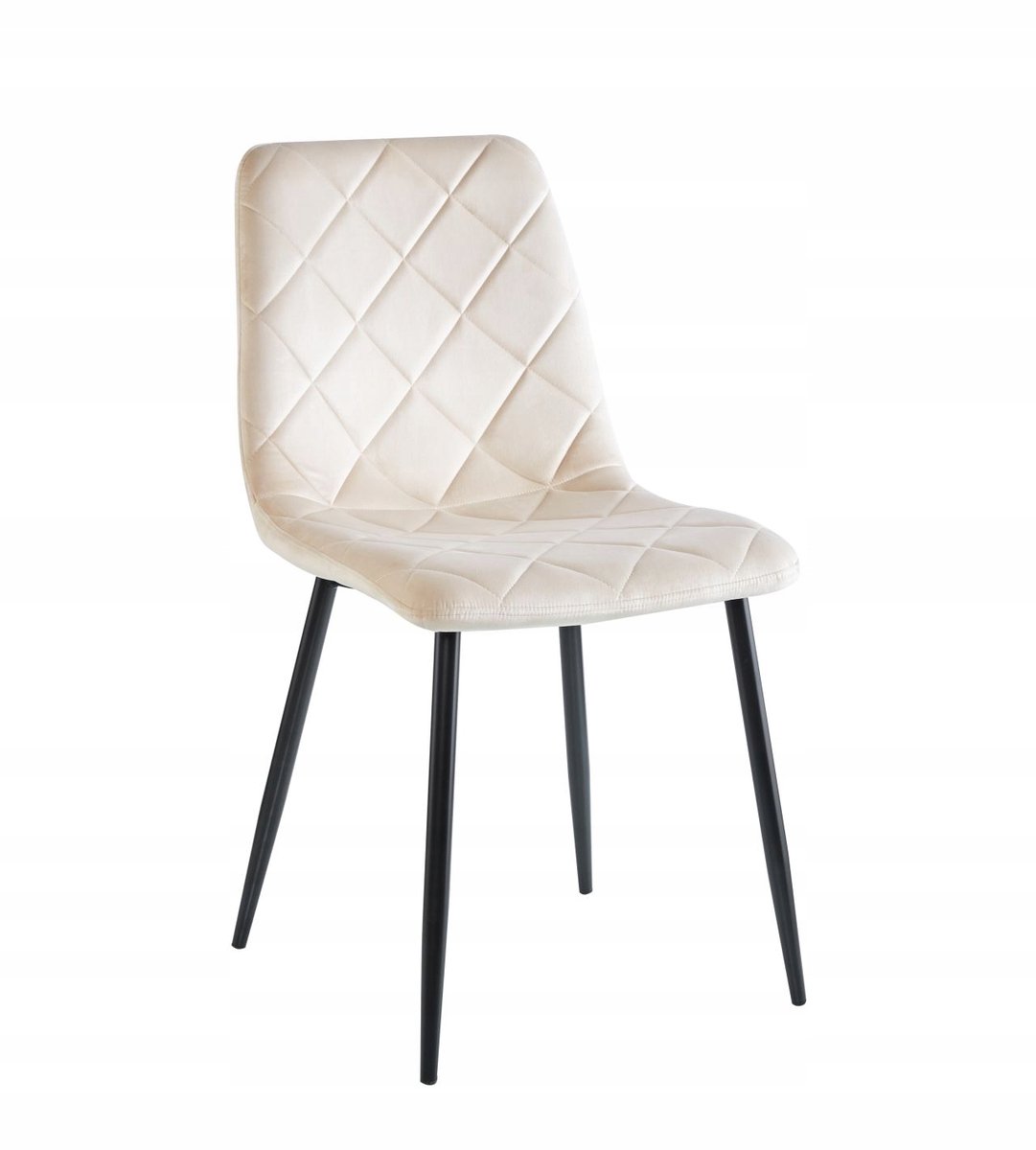 Furnitex K6-FX - Eetkamerstoel - Beige fluwelen bekleding - Zwarte metalen poten