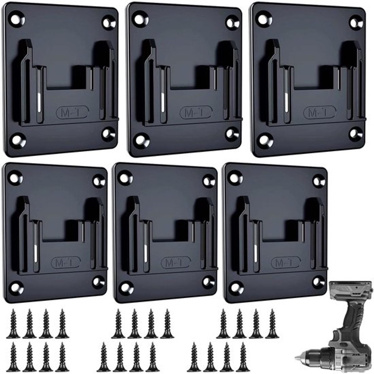 KARZO - Set van 6 Machinehouders, Wandmontage, Professionele Accuhouder, Boorhouder, Accu Wandhouder, Houder voor Makita 14,4 V-18 V Boormachines en Elektrisch Gereedschap