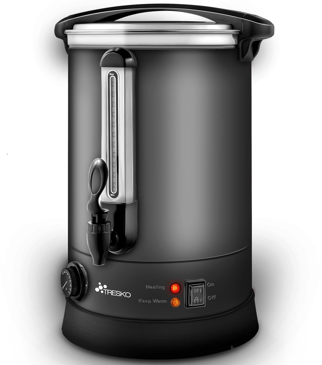 TRESKO® glühweinkoker, 10 l/1500 W, inmaaktoestel van roestvrij staal, glühweinautomaat, warmwaterdispenser