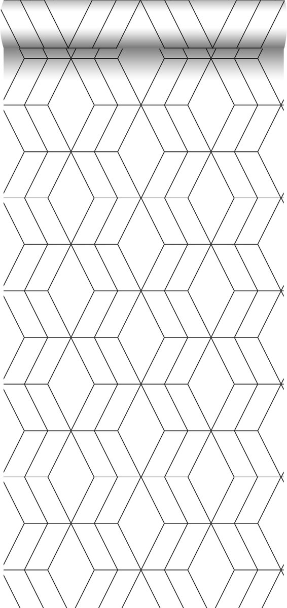 Proefstaal Walls4You behang grafische lijnen zwart wit - 26,5 x 21 cm - 935327-S