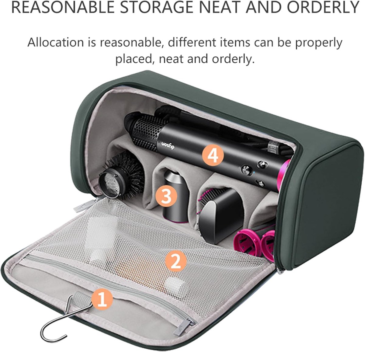 PromoHome Reistas voor Föhn - Draagbare Opbergtas voor Dyson Airwrap en Accessoires - Waterdichte Hangende Hairensembletas - Groot thumbnail 3