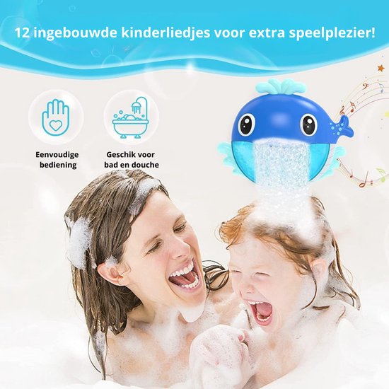 Trendmix Bubble Whale Bad Speelgoed - Muzikale Walvis met Zeepbellen en 12 Liedjes - Bubbels Bad Speeltje Baby & Peuter - Blauw van Merkloos — afbeelding 3