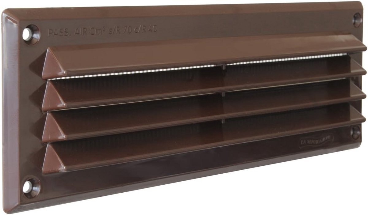 Ventilatierooster kunststof rechthoekig 227 x 80 mm bruin