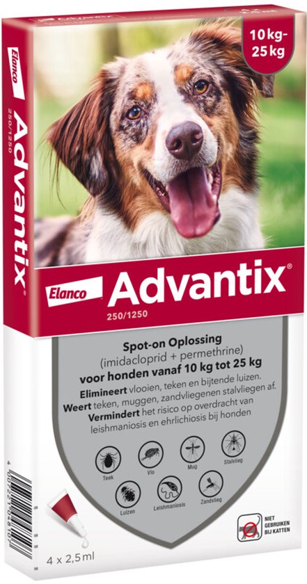 Bayer Advantix Vlooien & Teken Pipetten - Hond 10 Tot 25 kg - 4 stuks