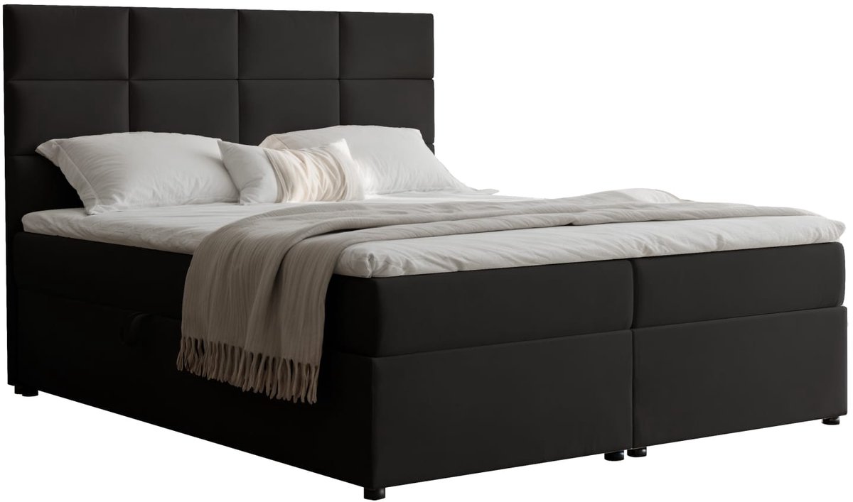 Zetelsenbedden Boxspring Leno - 180x200 - Donkergrijs Structuurstof thumbnail 3