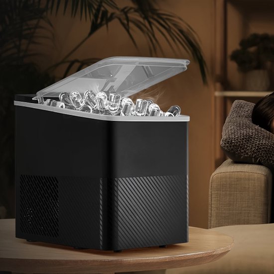 Compacte Aanrecht IJsblokjesmachine - 9 IJsblokjes in 5 Minuten - Kogelvormige IJsblokjes - Zelfreinigend - 220-240V - Met IJsschep & Mandje - Ideaal voor Thuis & Feesten - Zwart van Merkloos — afbeelding 3