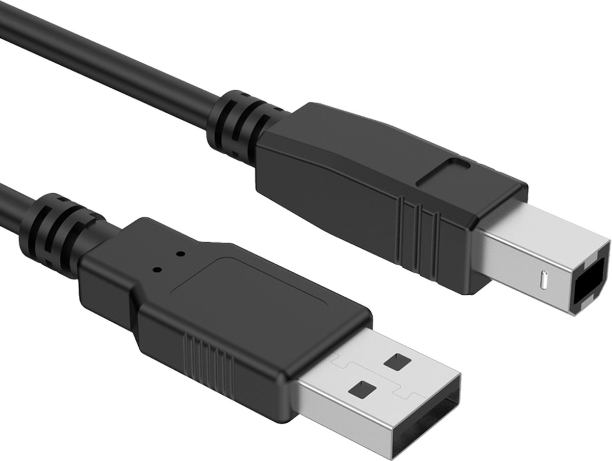 Force Case, USB-B Male naar USB-A Male 2.0 Kabel voor Printer 3m, Zwart