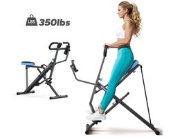 MERACH Buiktreiner buikspiertrainer - rugtrainer met tablethouder - LCD-monitor - 3 verstelbare weerstandsbanden - hometrainer inklapbaar - verstelbare zitting - full-body training - tot 158 kg